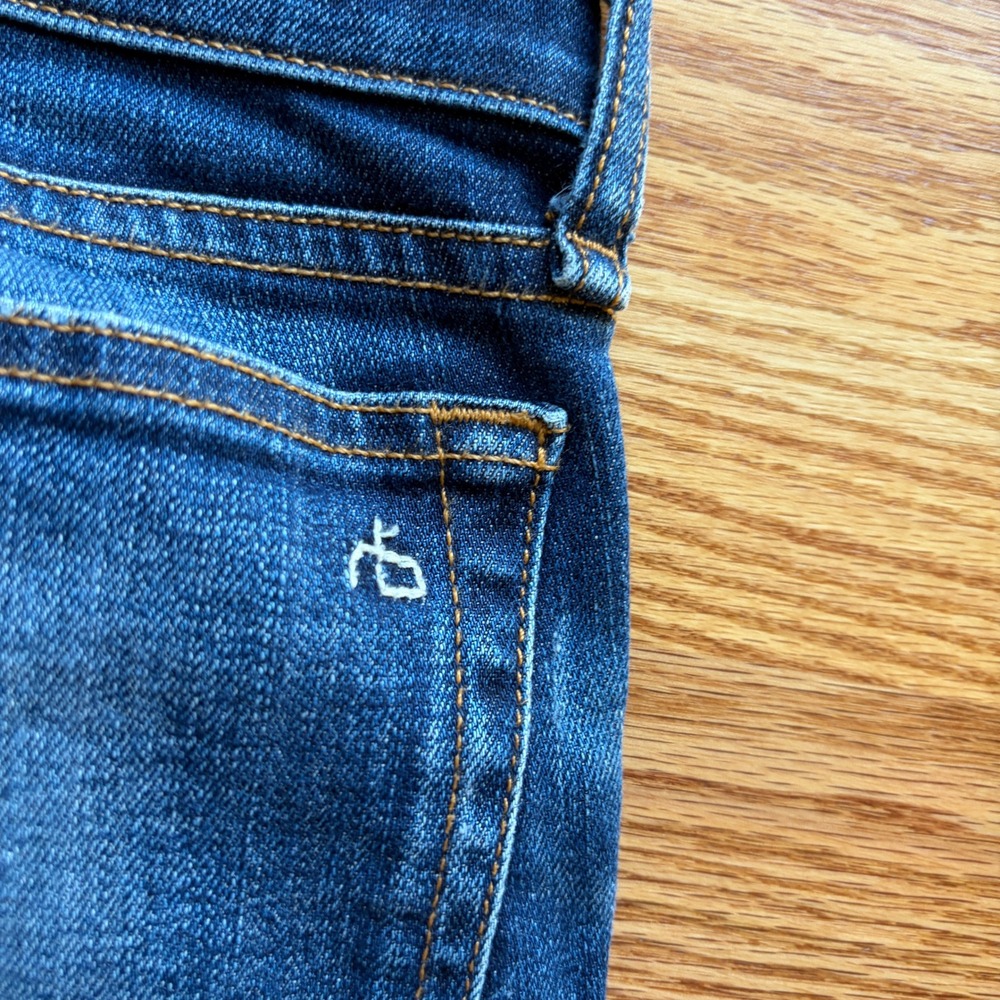 Rag & Bone The Dre Slim Boyfriend Jeans Indigo Blue Whiskered Denim Size 24 USA - Picture 13 of 13